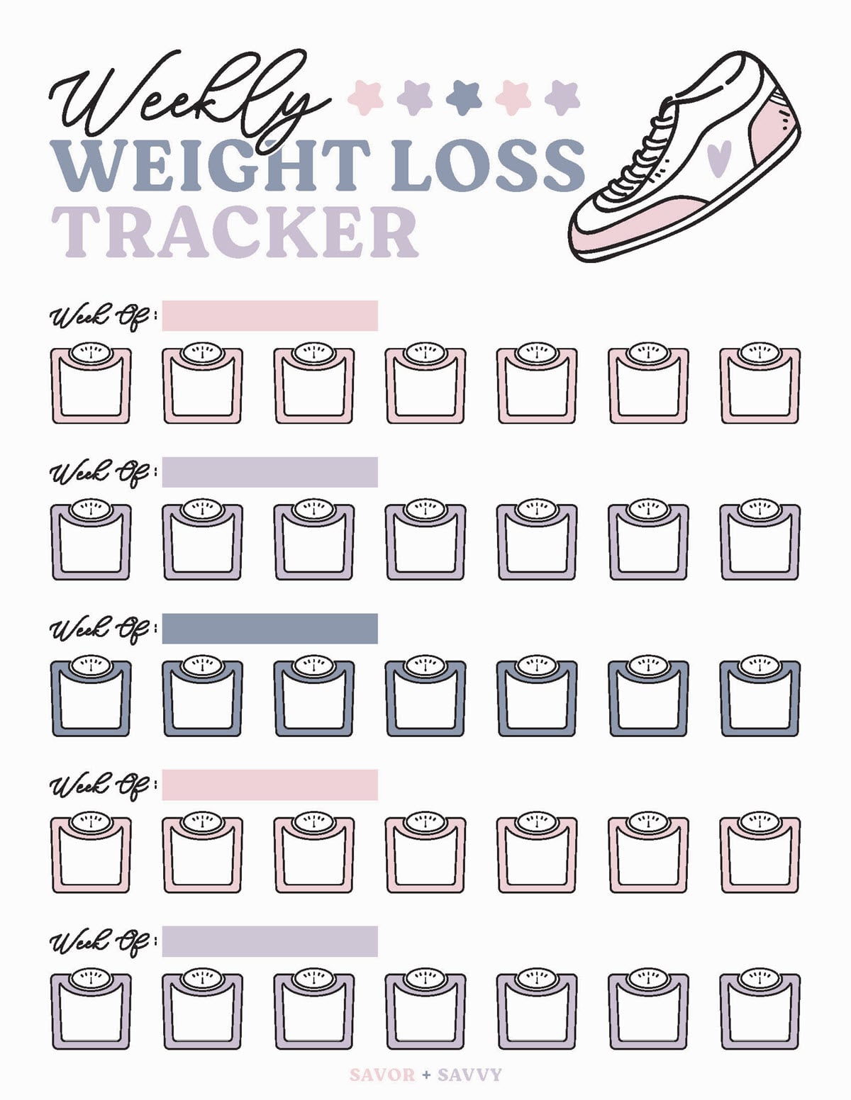 free weight loss tracker printable - savor + savvy